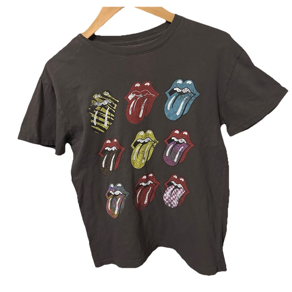 Rolling Stones Men's Size Small Gray Official Touring 9 Tongues  T-Shirt-00294
